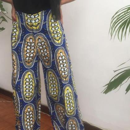 Blue Etnic African Cotton Dashiki Designer Pants..