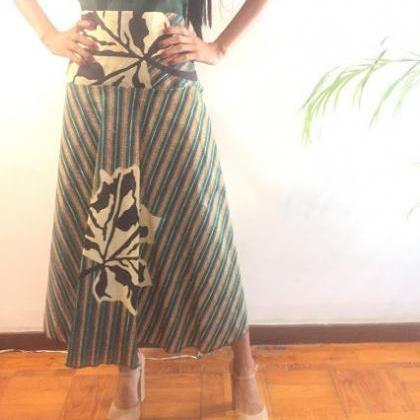 Billie Size L Green Floral Print Skirt Ankle..