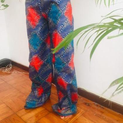 Namibia Size L Blue Red Abstract Psicadellic..