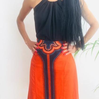 Sheryl Size M Skirt Personalized Orange Above Knee..