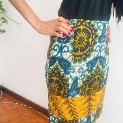 Bukirasazi - Size M Skirt Personalized Blue Floral..