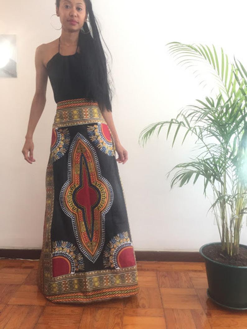 Skirt Full lenght Cotton Angelina dashiki African Ankara print designer Worldwide free shipping