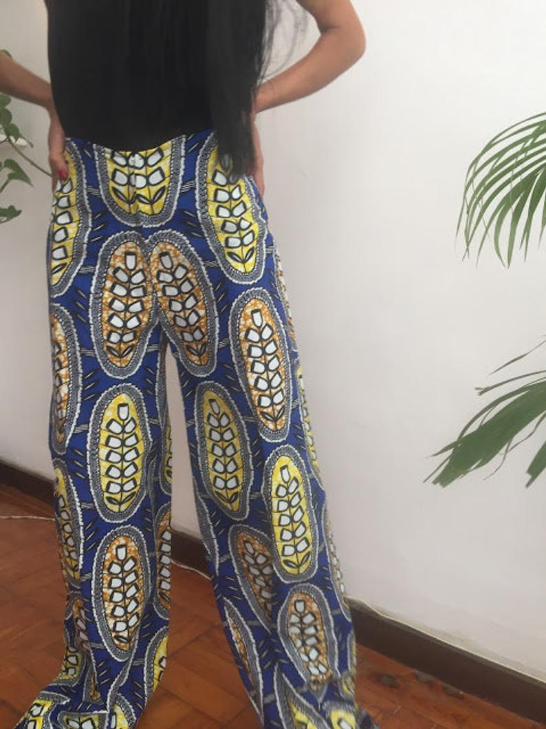 Blue Etnic African Cotton dashiki designer pants Worldwide free shipping