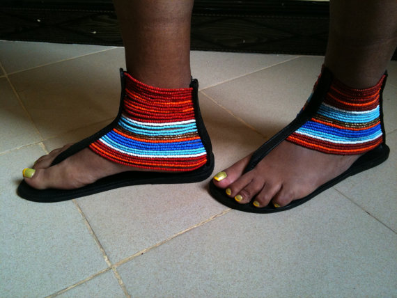 Worldwide Free Shipping - Gorgeous costumisable masai african handmade sandals