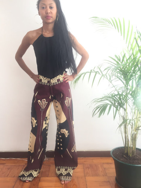 Shaka Zulu Size L Burgundy Pollyblends Summer dashiki african abstract print designer pants Worldwide shipping Worldwide Free Shipping