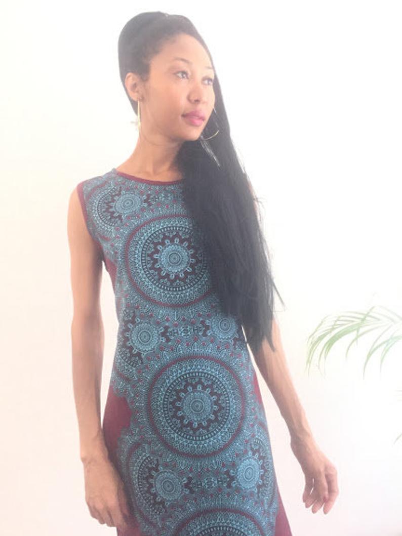 Scarlett Size M Dress Blue Geometric print Knee lenght Cotton dashiki designer Worldwide free shipping
