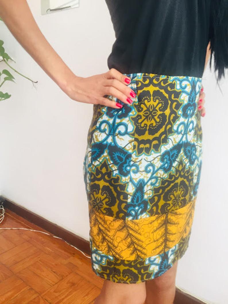 Bukirasazi - Size M Skirt Personalized Blue Floral Above Knee Lenght Pollyblends Summer Printed Designer Worldwide