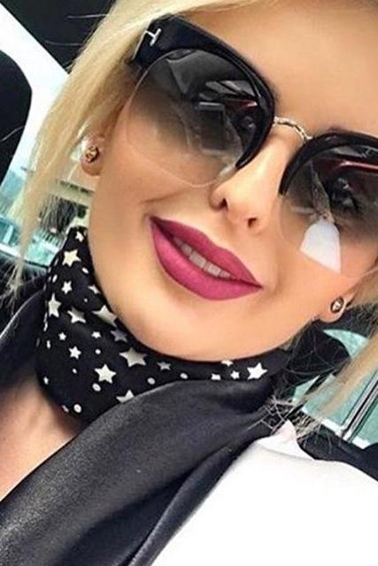 Semi-Rimless Sunglasses Women Brand Designer Clear Lens Sun Glasses For Women Fashion Sunglass