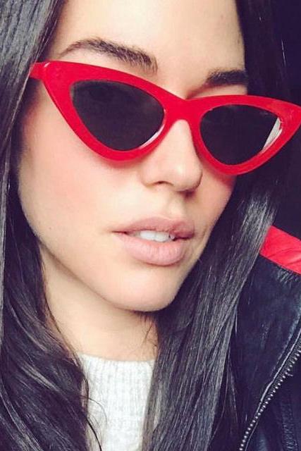 cute sexy retro cat eye sunglasses women small black white 2018 triangle