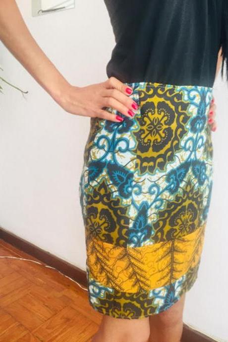 Kylie Size S Skirt Personalized Blue Floral Above knee lenght Pollyblends Summer printed designer Worldwide shipping