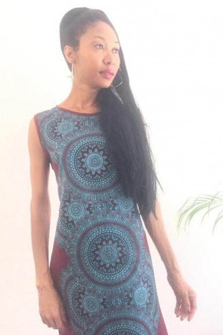 Scarlett Size M Dress Blue Geometric print Knee lenght Cotton dashiki designer Worldwide free shipping