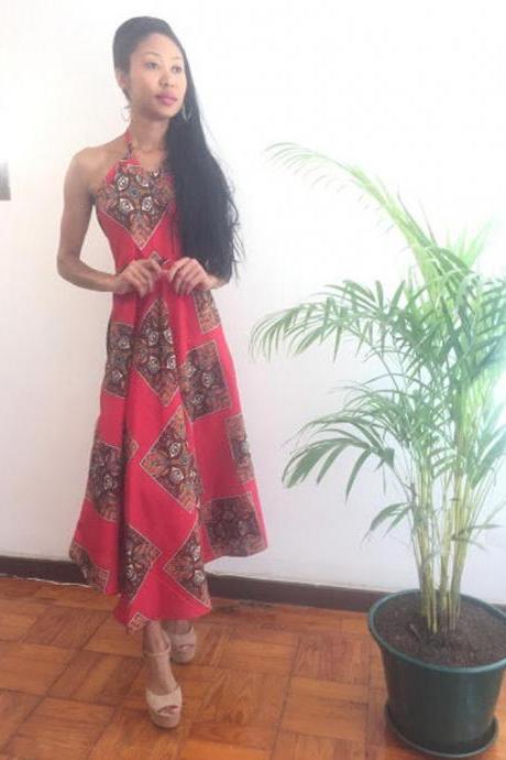 Tunisia - Gorgeous Costumisable Dashiki African Dress Geometric Print Kalf Lenght Backless